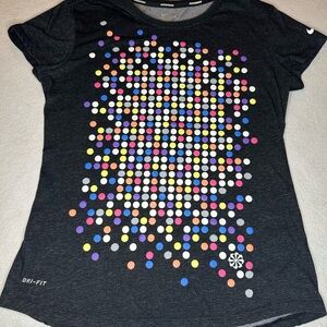 Nike Women's Black Dri-FIT Graphic Tee Small Running Active Athletic Colorful